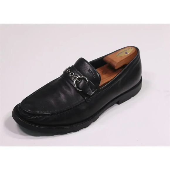 Bally Cantus Black Leather Buckle Strap Loafers Men's US 8.5 - Picture 1 of 12